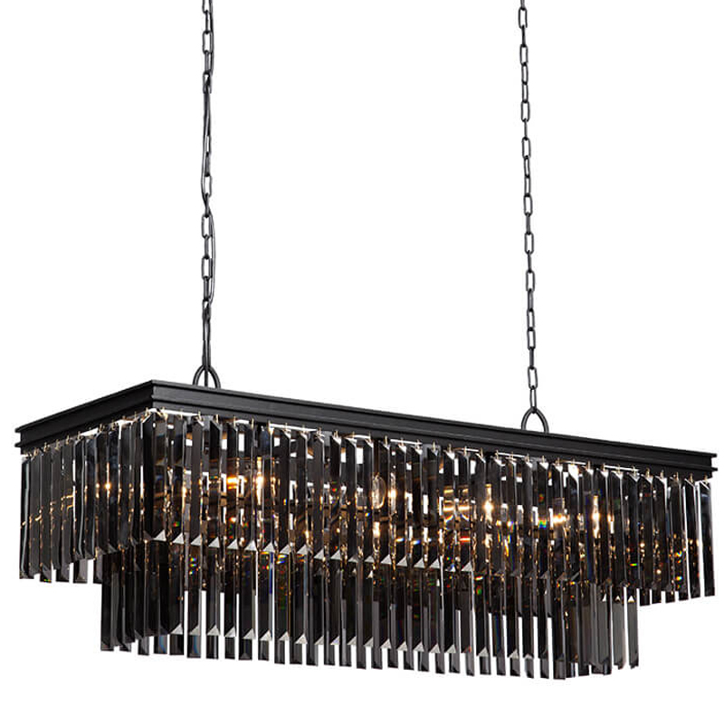  Odeon Gray glass Rectangular Chandelier Black iron     120     | Loft Concept 