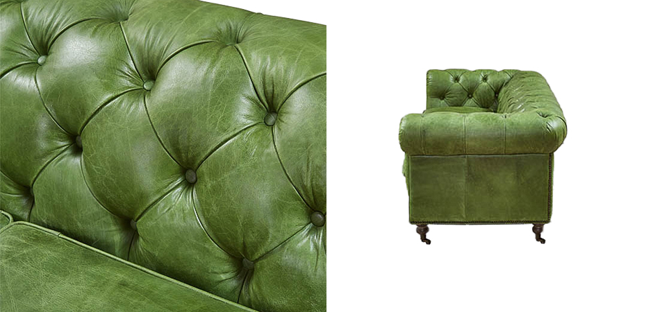 Диван Chesterfield leather Sofa green - фото №1