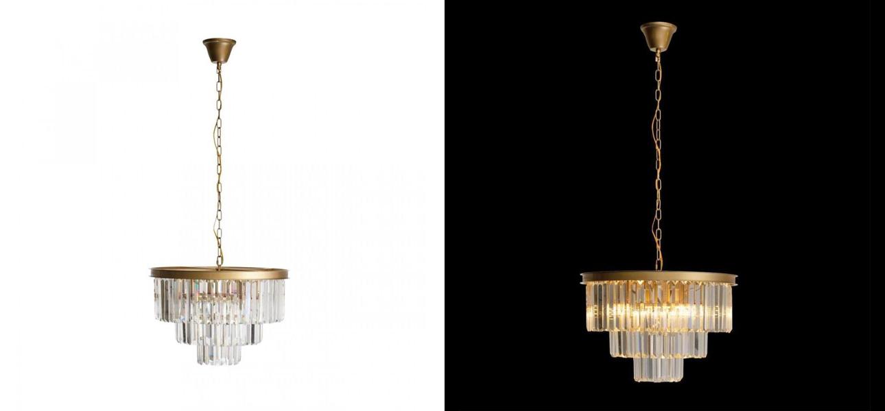 Круглая Люстра RH 1920s Odeon GOLD iron Three Layers Прозрачное Стекло диаметр 50 см - фото