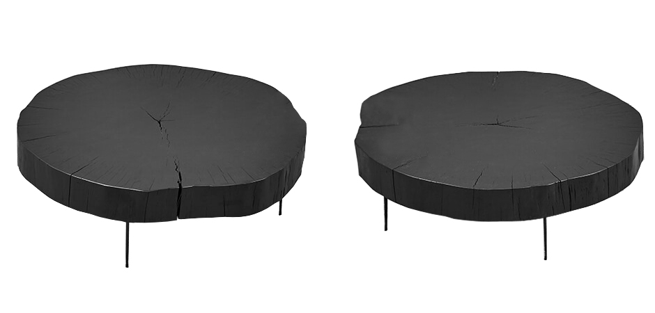 Кофейный стол Saw Cut Black Wood Coffee Table - фото №1