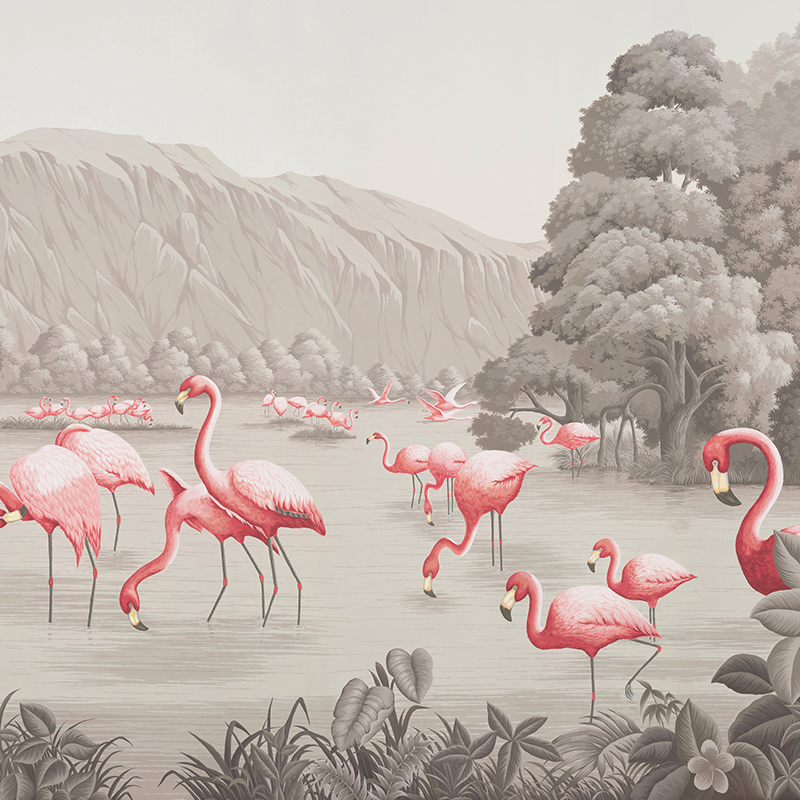    Flamingos Flamingo on Eau Forte scenic paper    | Loft Concept 