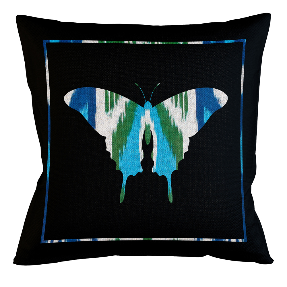 

Подушка декоративная бабочка сине-зеленая Ikat Pattern