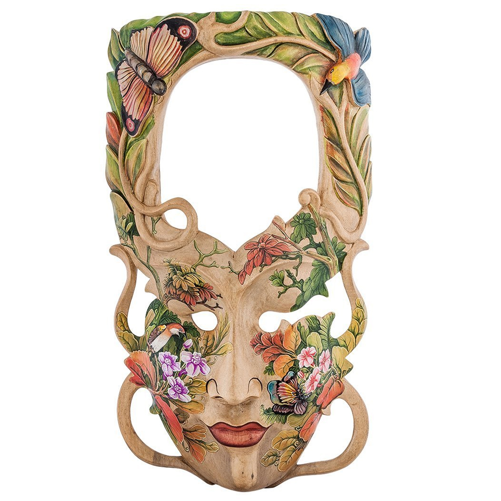 Маска деревянная резная расписная Tropical Mask