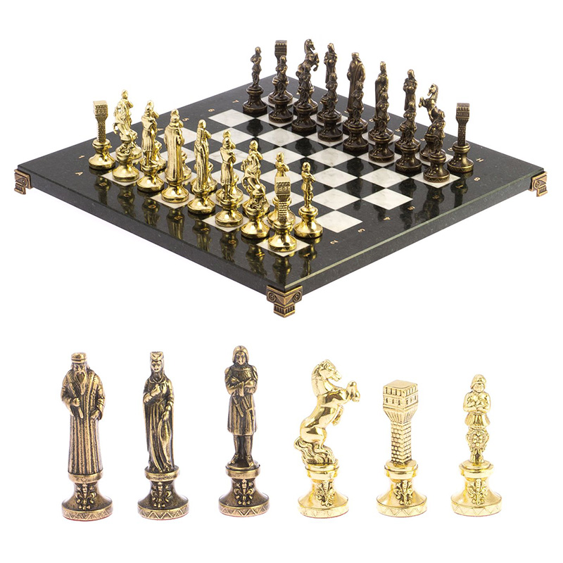 

Шахматы Ренессанс из бронзы с доской из натуральных камней Decorative Thematic Chess