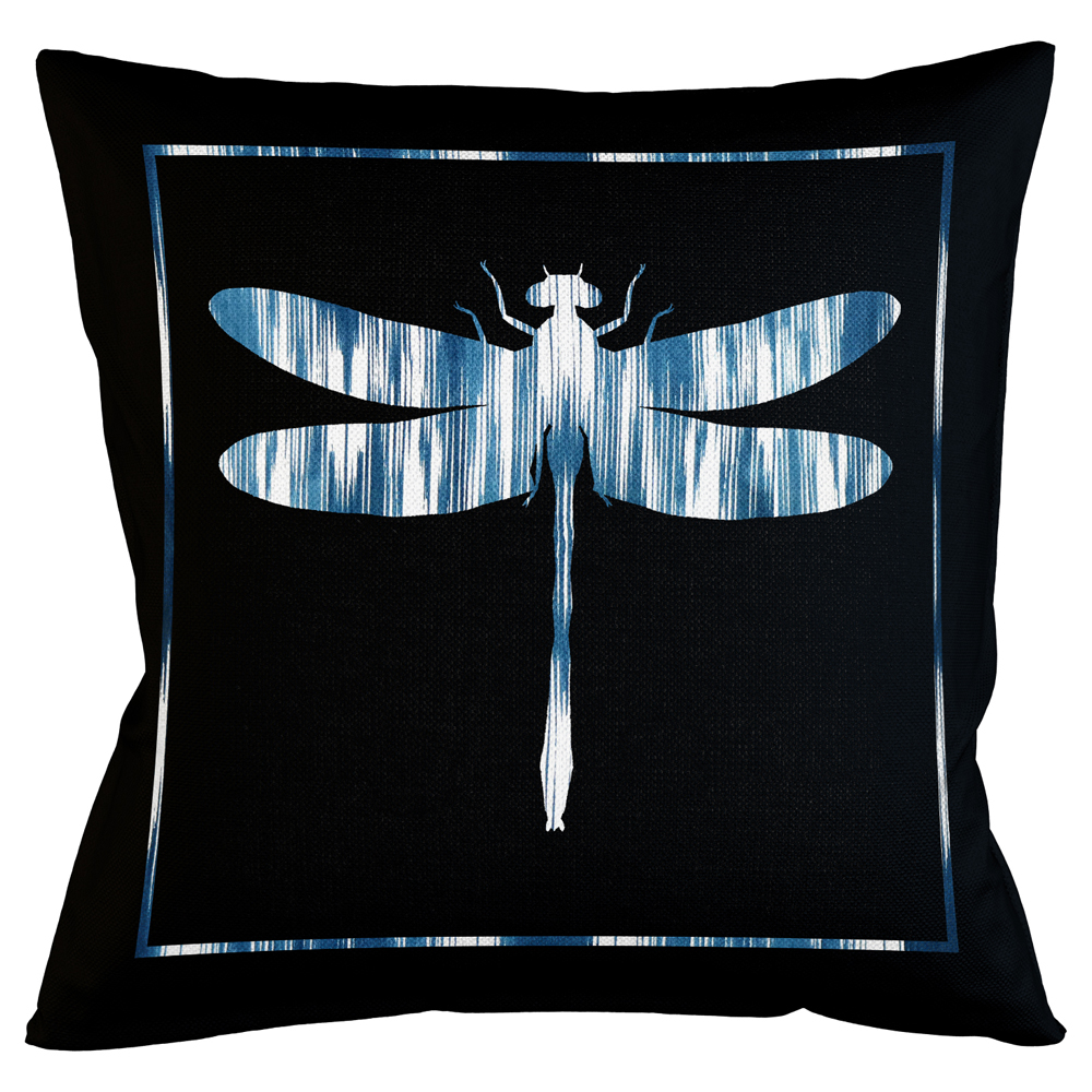 

Подушка декоративная стрекоза с синим орнаментом Ikat Pattern