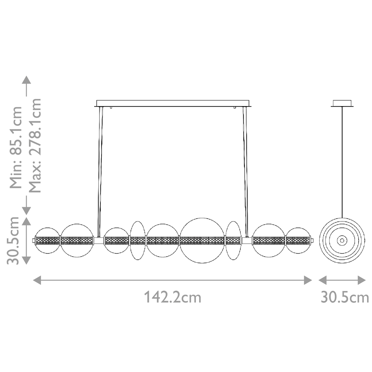 Подвесной светильник линейный с прозрачными стеклянными шарами разного диаметра Eurofase в Москве