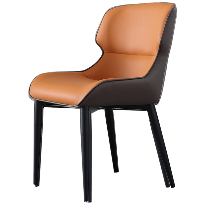 Стул с кожаной двухцветной обивкой Obrien Chair Orange and Grey