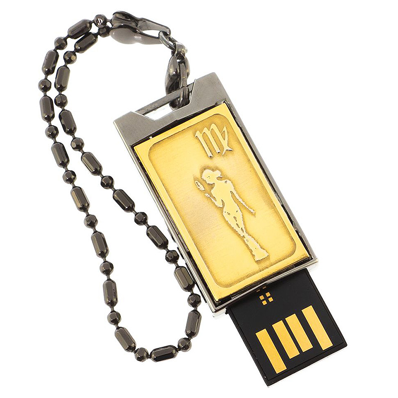 

Флеш-карта брелок USB 2.0 на 32 гб с гравировкой символа знака зодиака Дева в подарочной коробке Metal Flash Drive