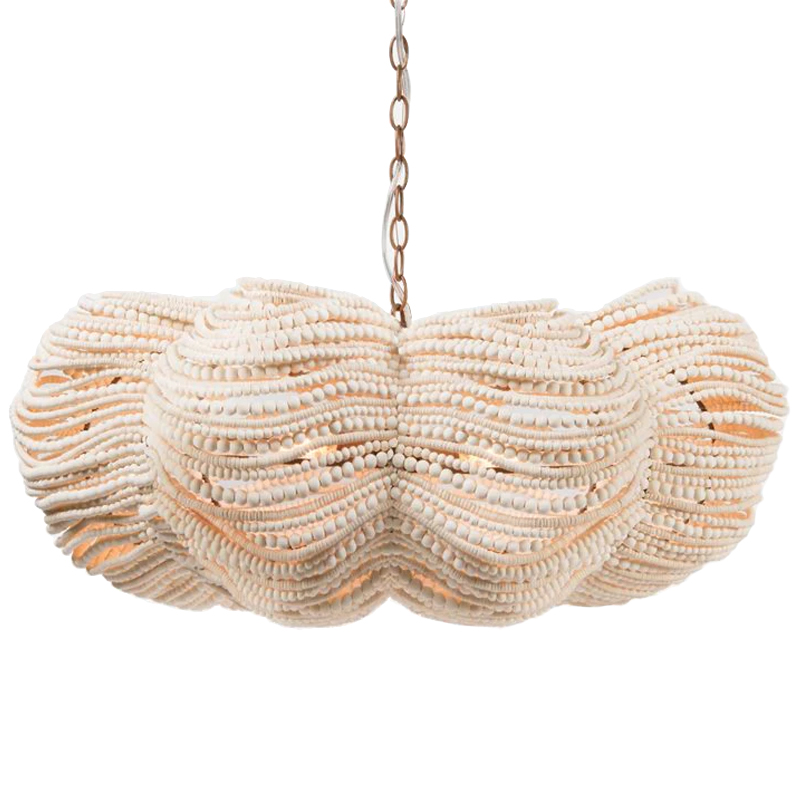           White Wooden Beads Chandelier    | Loft Concept 