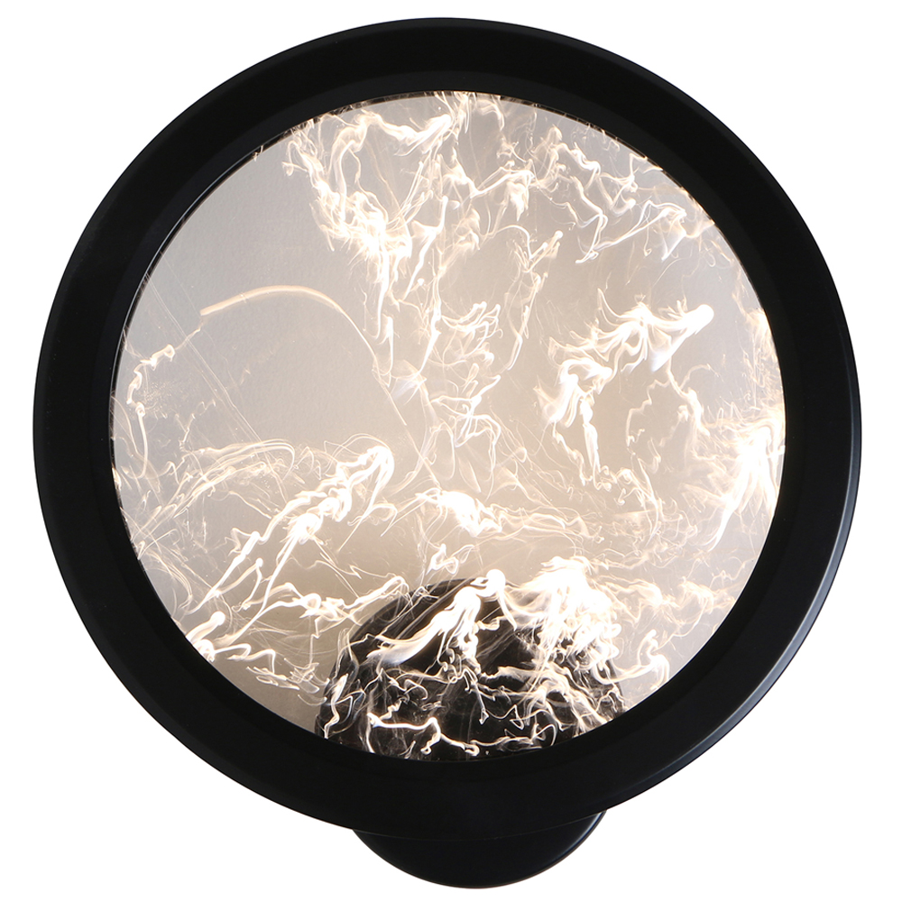 

Светодиодное бра круглой формы с металлической рамой черного цвета Marble Glow