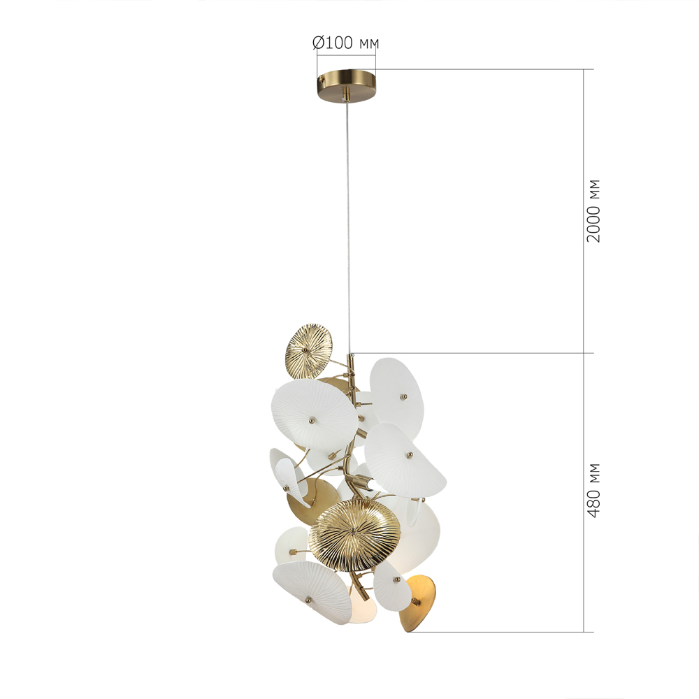 Подвесной светильник с белыми и золотистыми цветами Dahlia Flowers Lamp в Москве