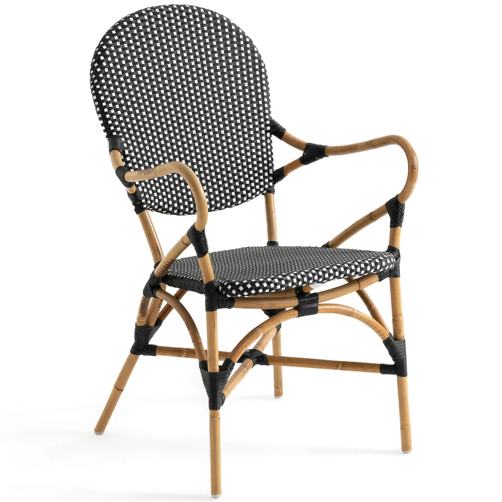 

Кресло плетеное из ротанга Ronald Black White Rattan Chair