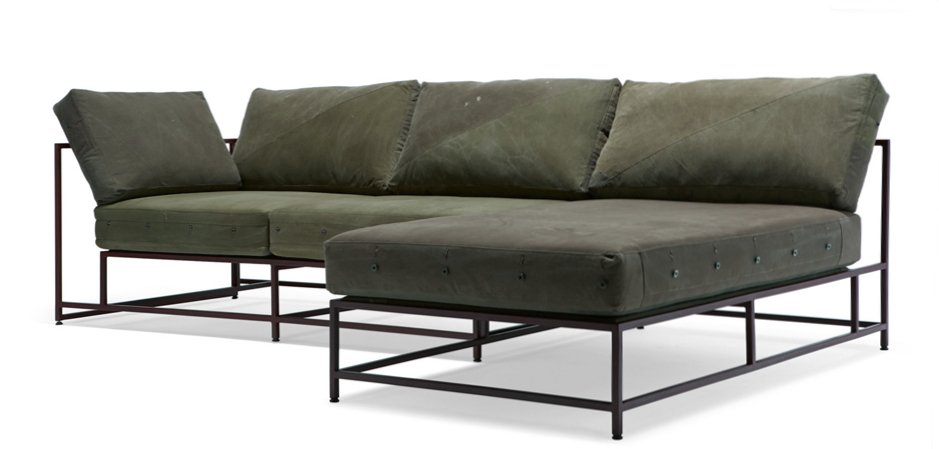 Угловой диван Olive Military Fabric Sectional sofa  - фото