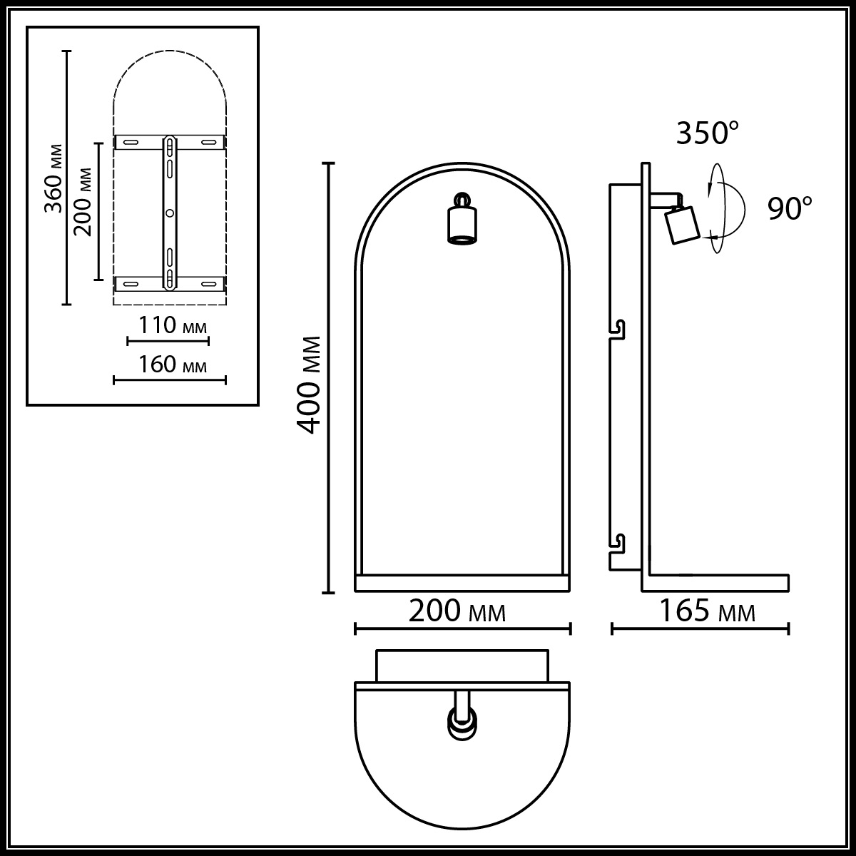 Настенный светильник зеленого цвета с черной рамкой овальной формы с полкой Herbarium  в Москве