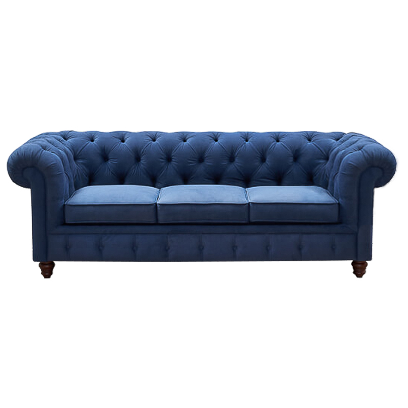 Диван Mini Kensington Sofa triple blue velor