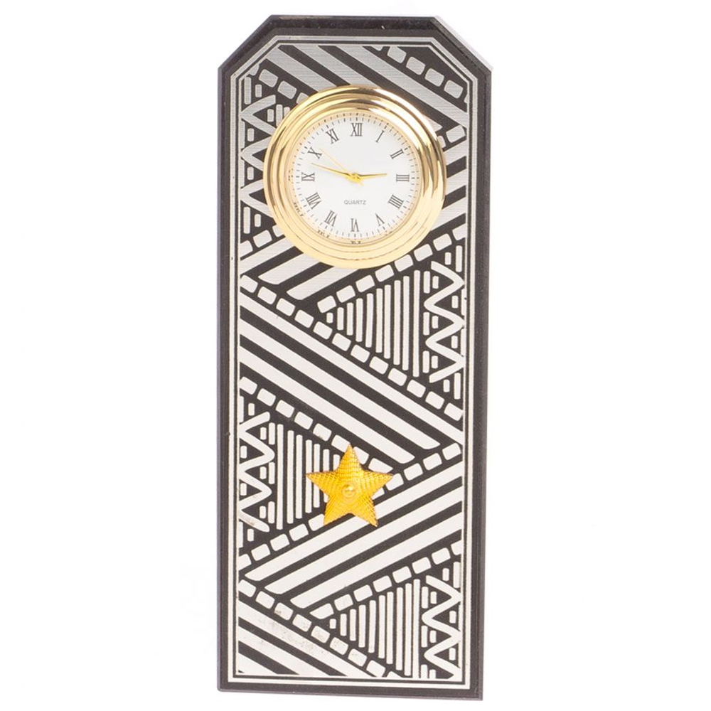 

Часы подарочные настольные в виде погона Генерала из натурального камня Змеевик Silver Military Clock