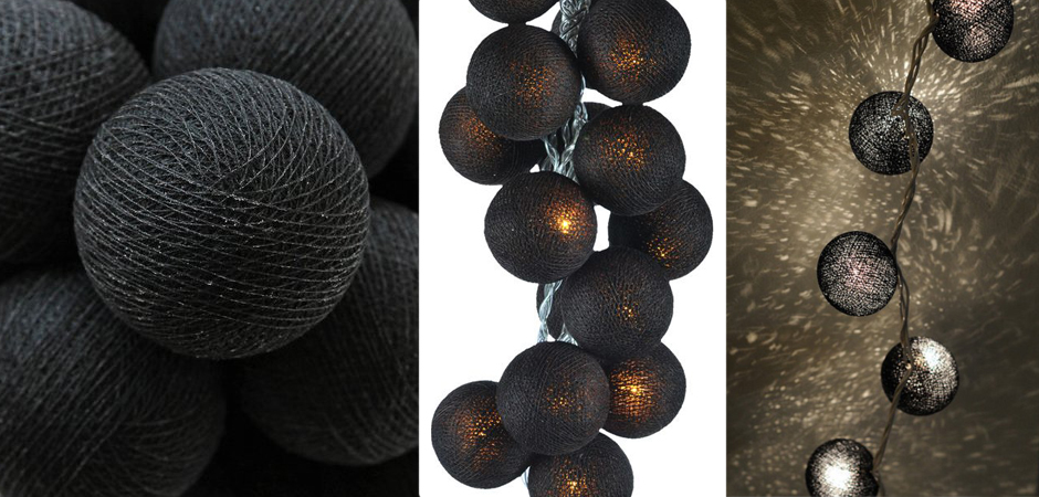 Гирлянда хлопковые фонарики Сotton Ball Ice Black - Loft-Concept в Москве