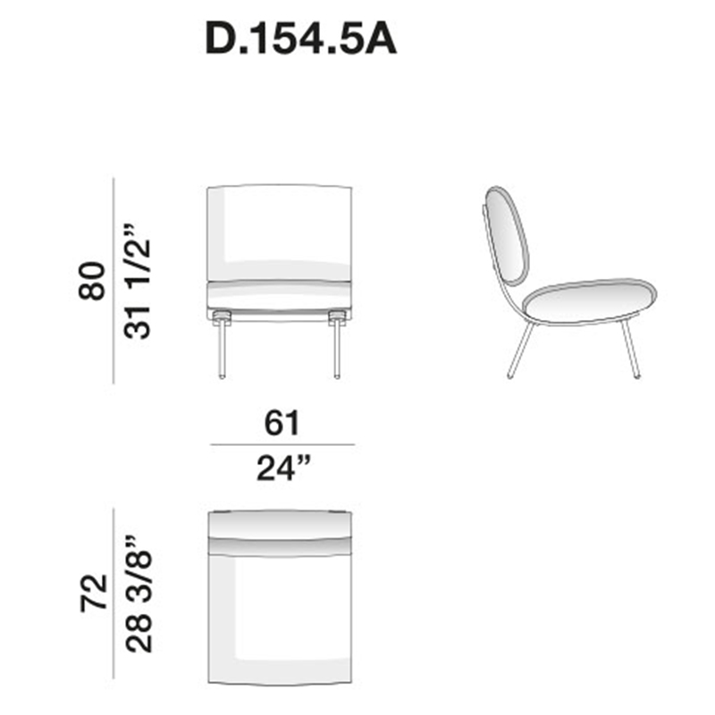 Дизайнерское кресло без подлокотников Gio Ponti ROUND D.154.5 Armchair в Москве