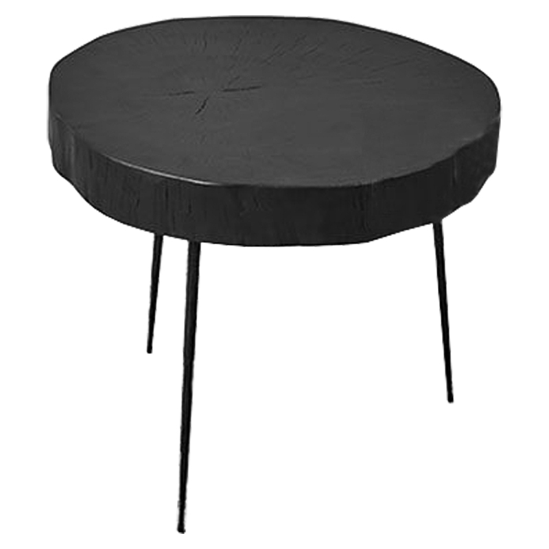   Saw Cut Black Wood Side Table    | Loft Concept 