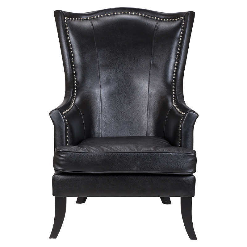 

Кресло из натуральной кожи на 4-х деревянных ножках из массива бука Daniel Leather Armchair black