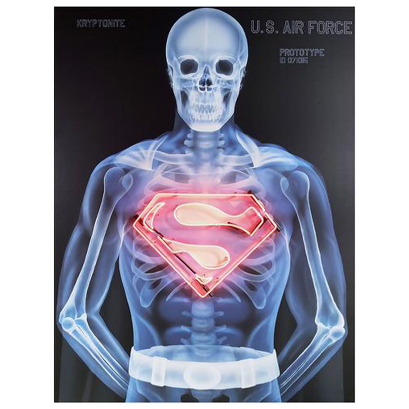 Дизайнерский Неоновый Постер Супермен Superman Skeleton