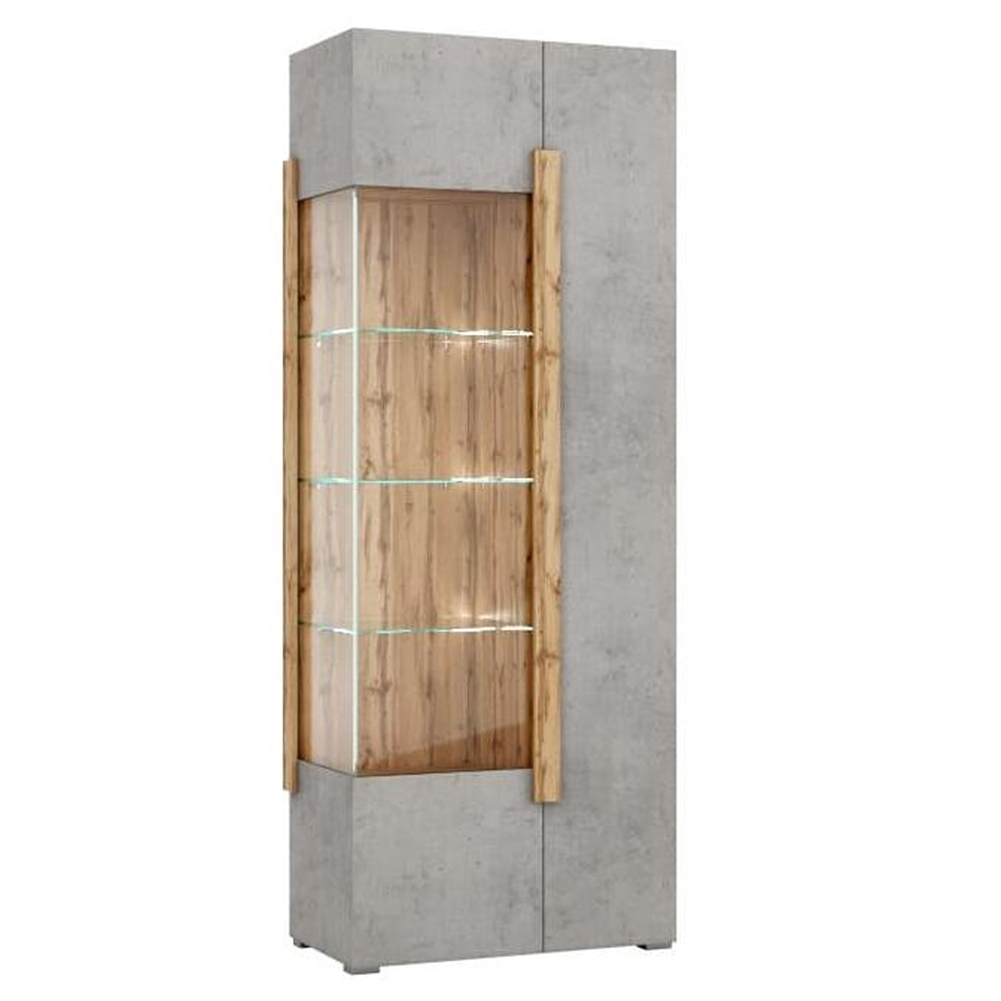 

Шкаф-витрина с фасадом цвета серый бетон и стеклянными дверками Grace of Furniture