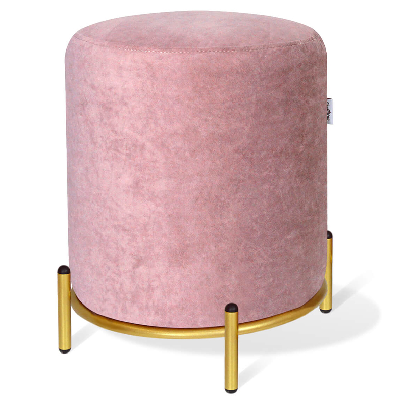 

Банкетка круглая пыльно-розовый велюр на 4-х металлических ножках золотого цвета SANJAY
