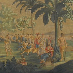 Обои ручная роспись Les Sauvages de la Mer Pacifique Charvet on antique scenic Xuan paper