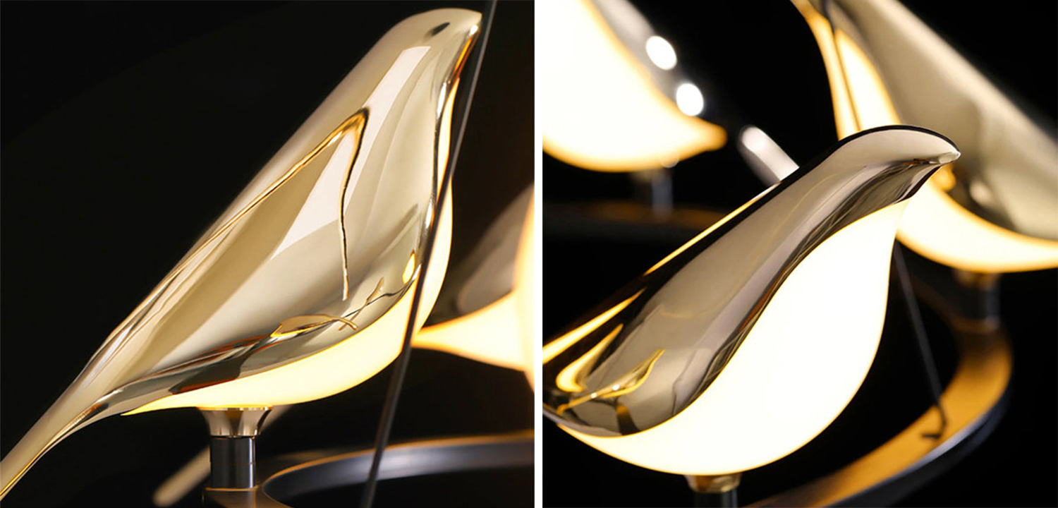 Люстра с золотыми птичками круглая NOMI Chandelier Six birds Round - фото №1