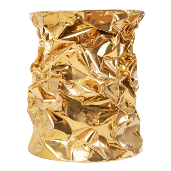 Приставной столик Stool Gold Crumpled Paper