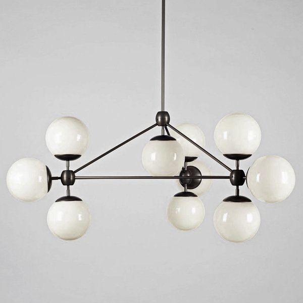 Modo 10 Globes Chandelier Black and White Glass      | Loft Concept 