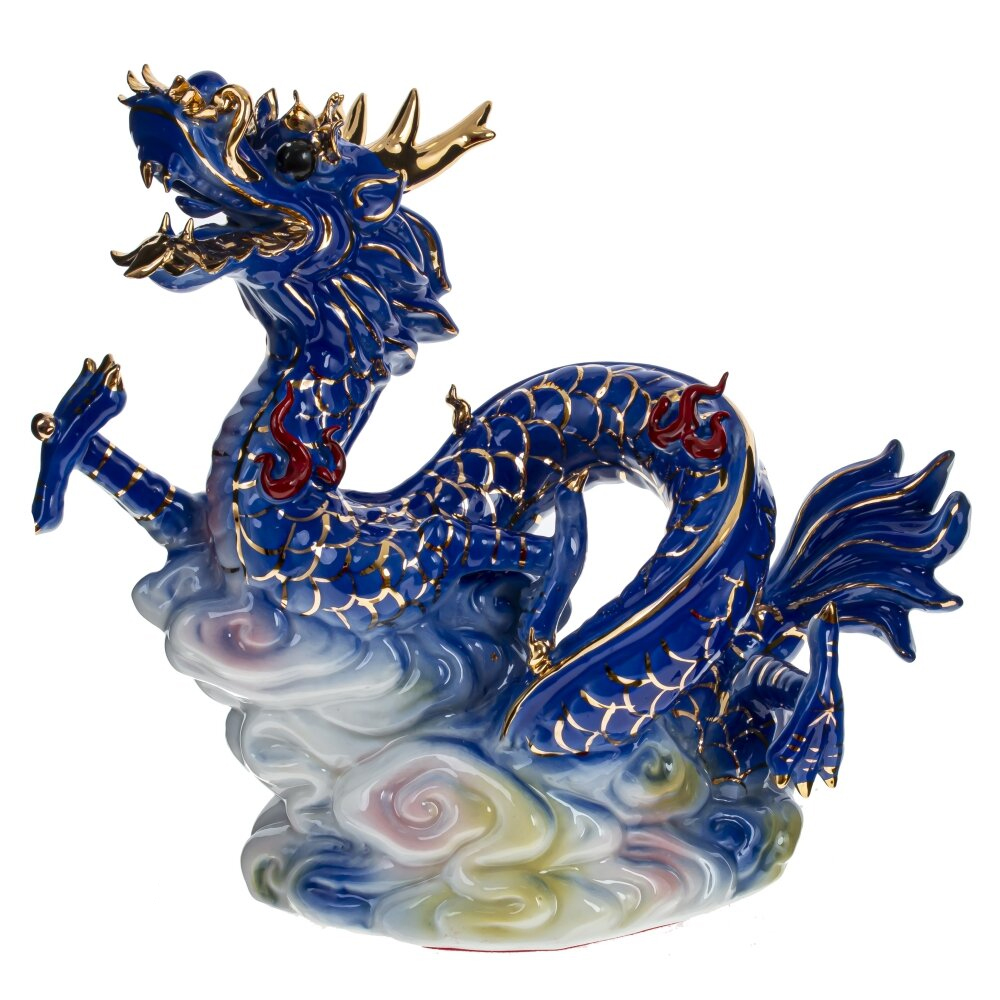 

Декоративная фарфоровая статуэтка Китайский дракон Синий