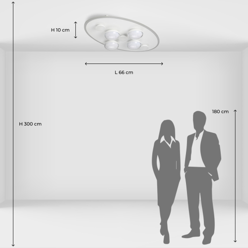 Потолочный светильник овальной формы белого цвета с 7-ю лампами Lunar Pebbles в Москве