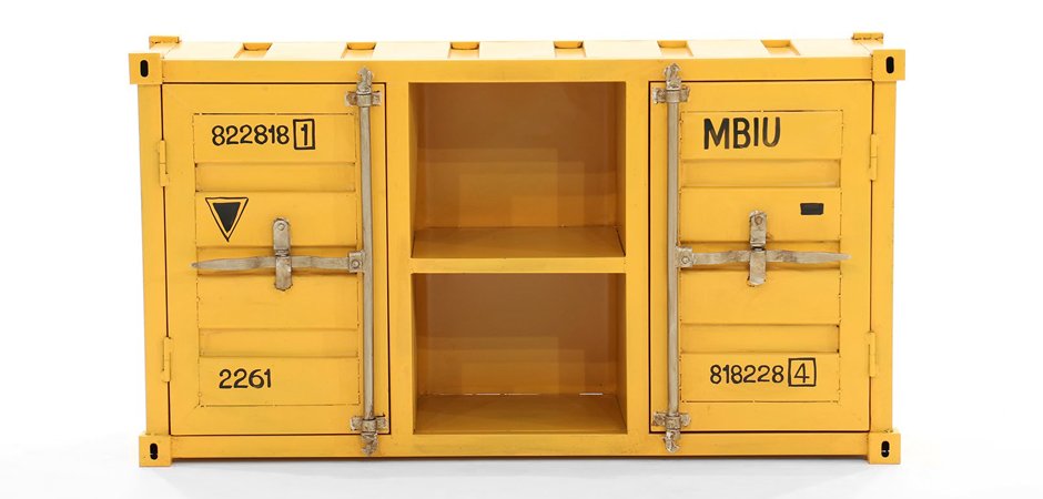 ТВ тумба морской контейнер Loft TV container yellow - фото №1