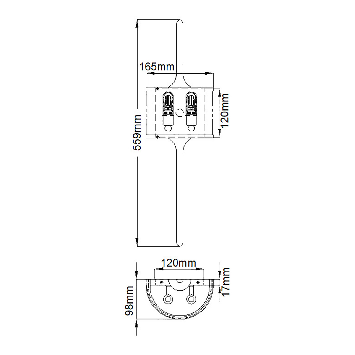 Бра вертикальное с белым полукруглым плафоном и длинным стержнем S Kichler в Москве