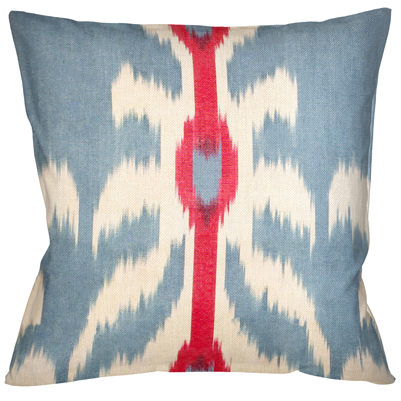 

Декоративная подушка Ikat Pattern Голубая с красной линией