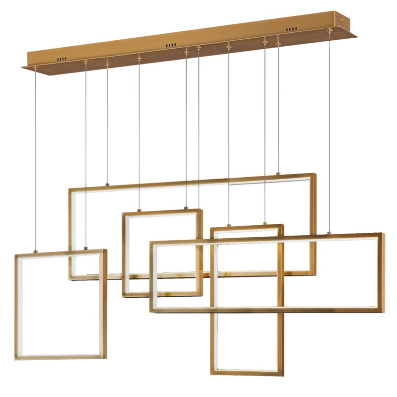 Rectangle Geometry Chandelier Gold 5    | Loft Concept 