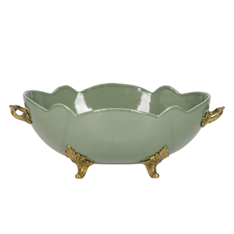 Чаша зеленого цвета из фарфора с волнообразным краем Eden Garden porcelain and bronze Зеленый Бронза Чаша зеленого цвета из фарфора с волнообразным краем Eden Garden porcelain and bronze Зеленый Бронза в Москве | Loft Concept