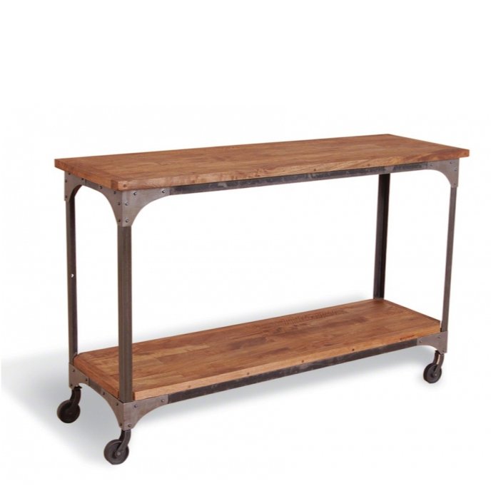   Industrial Metal Rust Console Table on Wheels    | Loft Concept 