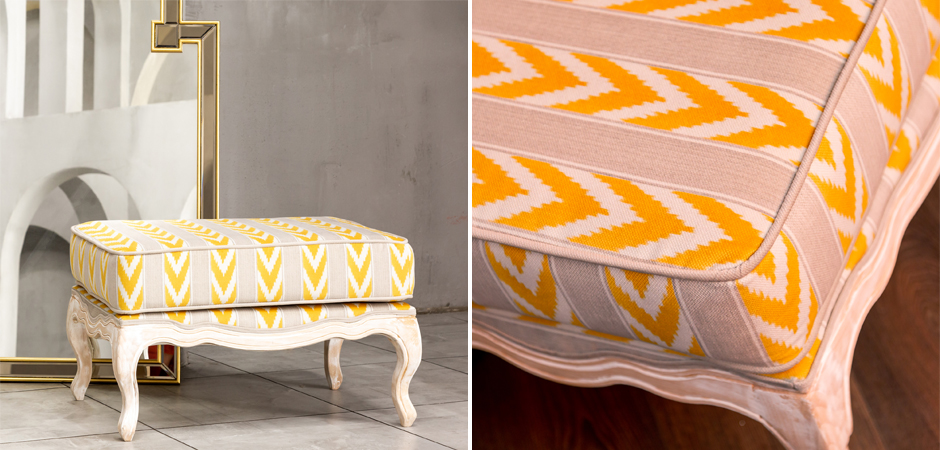 Пуф Ikat Pattern с желтым узором - фото №1