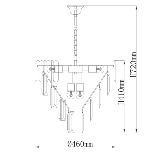 Люстра из черного металла с многоярусными подвесками из прозрачного хрусталя на золотой цепи Empire Black Chandelier Crystal в Москве