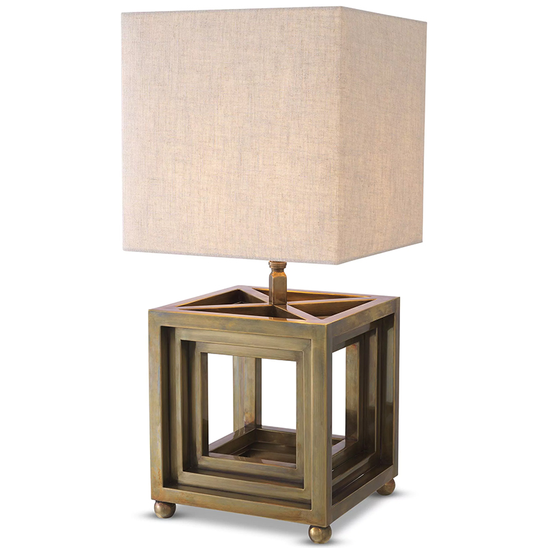 Настольная лампа Eichholtz Table Lamp Bellagio Brass Винтажная латунь Бежево-серый в Москве | Loft Concept 