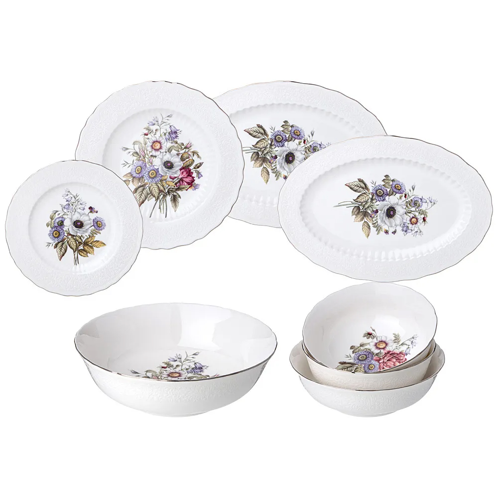 

Обеденный сервиз из фарфора с рисунком цветов на 6 персон 23 предмета Garden Whisper Porcelain Set