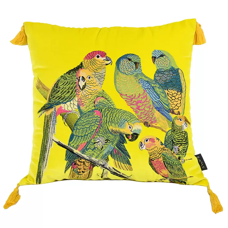     Embroidery Parrots Pillow Yellow     | Loft Concept 