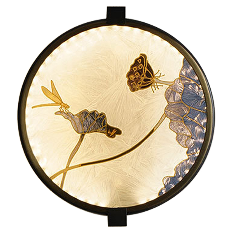   Lotus Flowers and Dragonfly Round Wall Lamp       | Loft Concept 