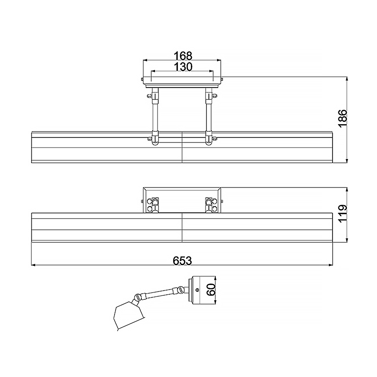 Светильник для картин с призматическим плафоном и двойными регулируемыми шарнирами Elstead Lighting в Москве