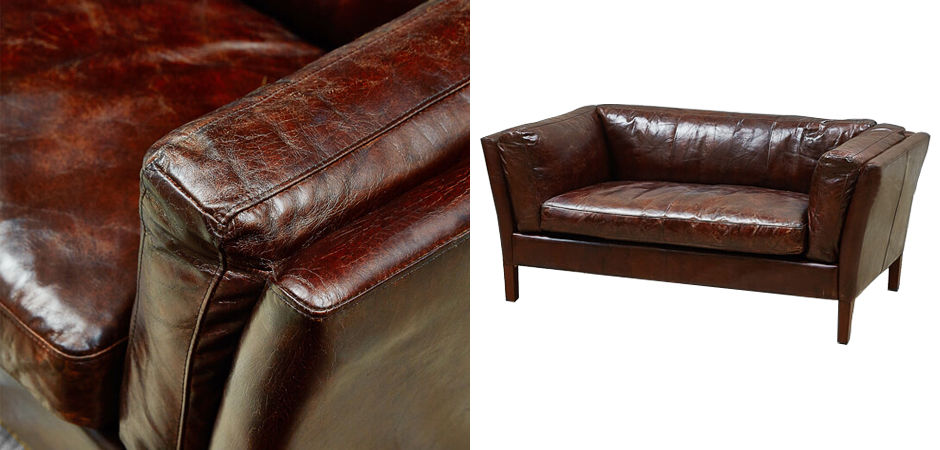 Диван RH SORENSEN Sofa Brown leather double - фото