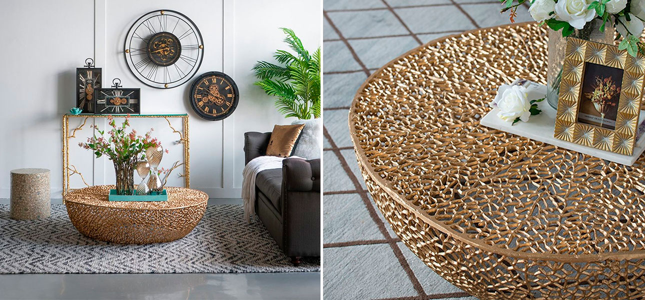 Столик алюминиевый золотой Jennifer - фото №1