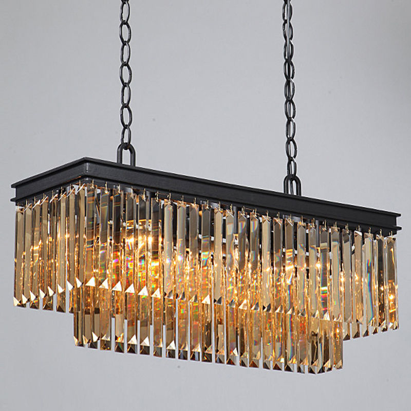   Odeon Amber GLASS Rectangular Chandelier Black iron   80     | Loft Concept 