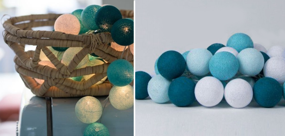 Гирлянда хлопковые фонарики Сotton Ball Aqua - Loft-Concept в Москве